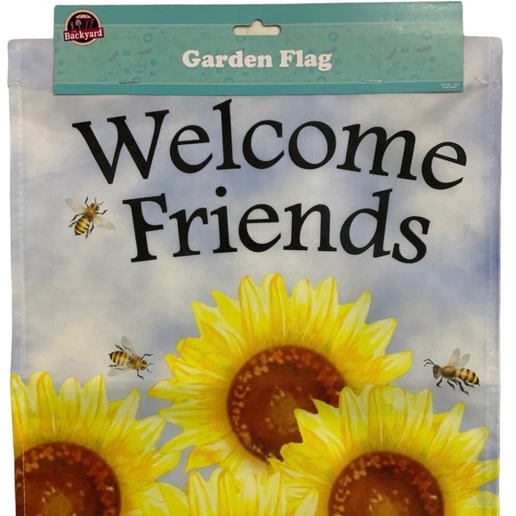 Garden Flag Sunflowers and Bees Welcome Friends 12” X 18” NEW Yellow Muticolor - Picture 3 of 9